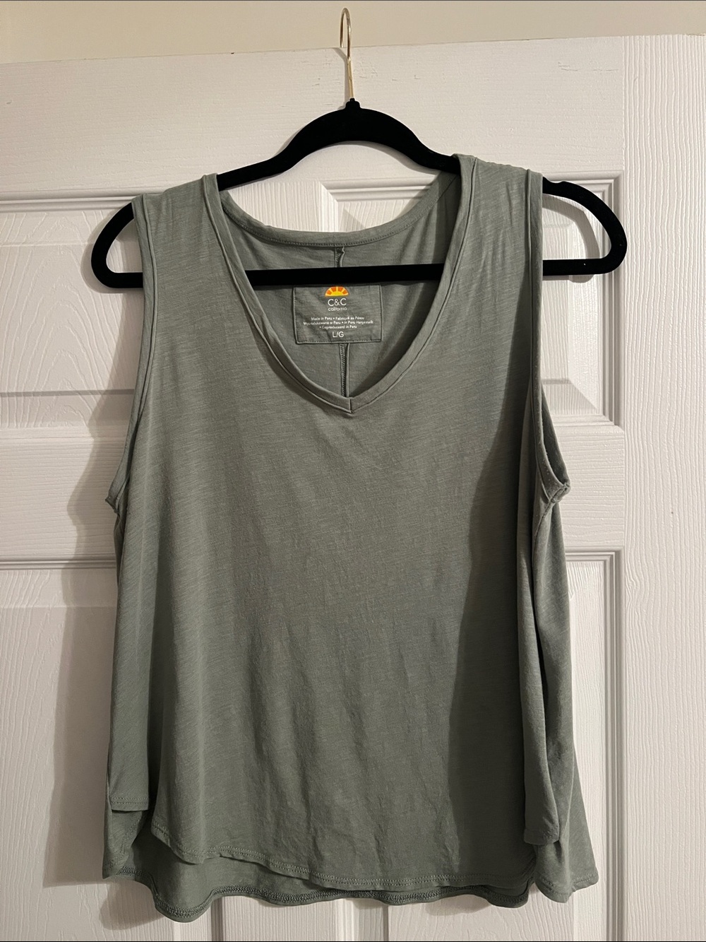 C&C California Light Sage V-Neck Tank Top
